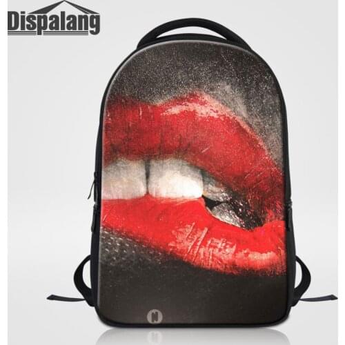 Dispalang Brand Womens Laptop Backpacks Business Casual Large Backpack Sexy Red lips School Bags For Men Fashion Travel Bag