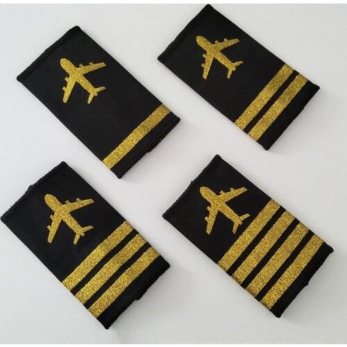 10 Pairs Pilot Captain Aircraft Gold Stripes Bar Epaulet Decoration Shoulder Boards Epaulettes DIY Badges For Pilot Uniform