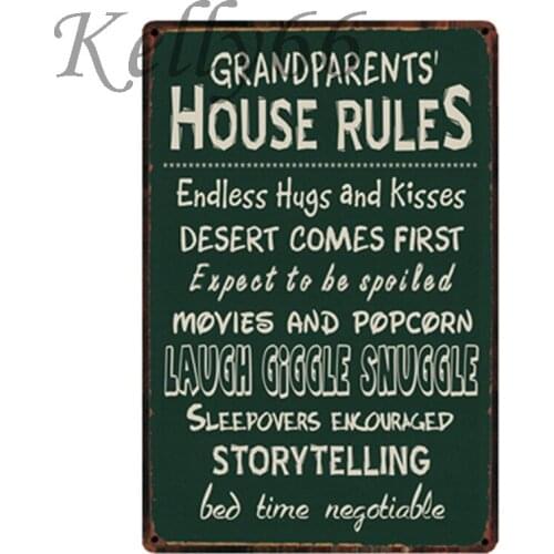 [ Kelly66 ] Family Rule Warning and House rule Metal Sign Tin Poster Home Decor Bar Wall Art Painting 20*30 CM Size y-1933