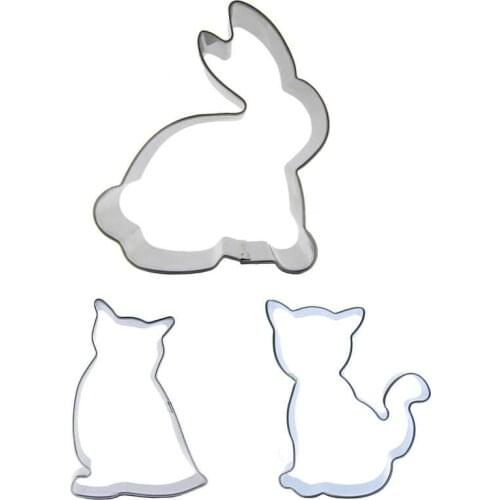 Rabbit, Kitten, Owl shape 3 piece biscuit cutting molds, baking tools, cake decorating soft candy tools