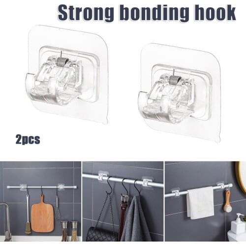 Adhesive Hook Multi-purpose Fixing Clip Waterproof Oilproof Hook Removable for Kitchen Bathroom Living Room FP8