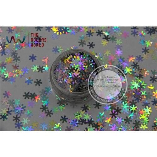 TCA100 laser holographic silver color Glitter paillette Snowflake shape 6.0mm Size spangles for Nail Art and DIY supplies