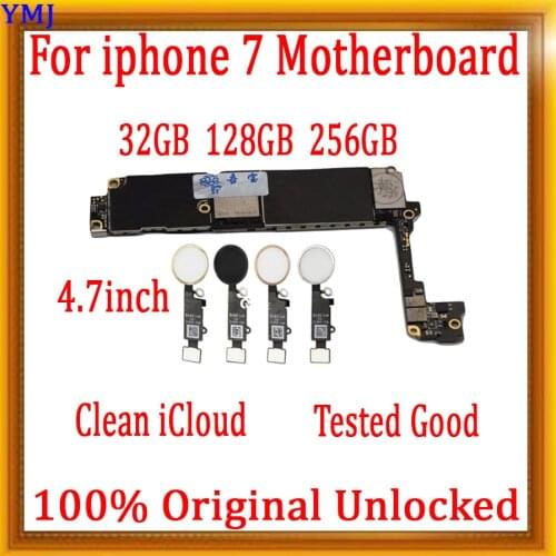 For iphone 7 4.7inch Motherboard with Touch ID,Original unlocked for iphone 7 board Free iCloud,32gb/128gb/256gb good working