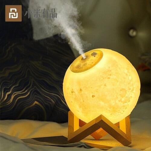 Youpin Moon Shaped Lamp Mini Humidifier Aroma Diffuser USB Rechargeable 3D Moon Lamp Night Light Purifier For Home Office