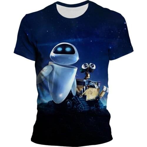 Disney Movie Walle 3D Print Mens T-shirts Summer Fashion Short Sleeve Womens Clothing Cartoon Anime Boy Girl Kids Tee Tops