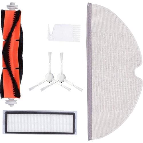 HOT！-6Pcs Replacement Parts Kit for Xiaomi Mijia 1C Robot Accessories Side Roller HEPA Filter Main Brush Mop