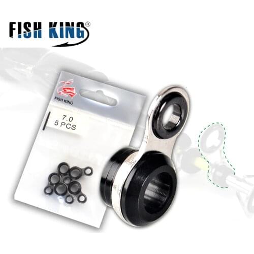 FISH KING 5pcs/pack 4.0#-6.8# Stainless Steel Guides Rock Fishing Rod Guide Rock Rod Guide Eye Rings Tip Repair Rod
