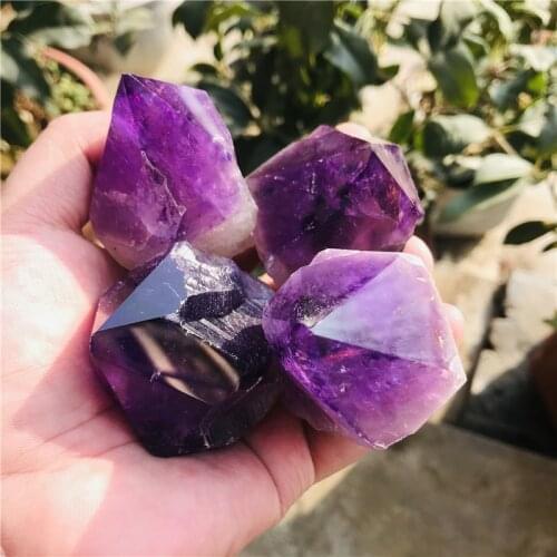 Natural Amethyst Point Wand Quartz Crystal Reiki Healing Crystal Energy Stone Tower Handmade Home Decor Pyramid Ornaments