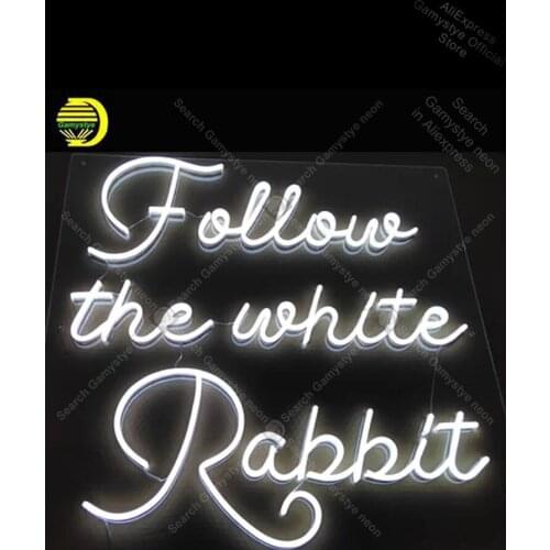 NEON SIGN For Follow the white rabbit NEON Lamp GLASS Neon Bulbs Decorative Neon Light Signs for Store Warehouse Sign bud light