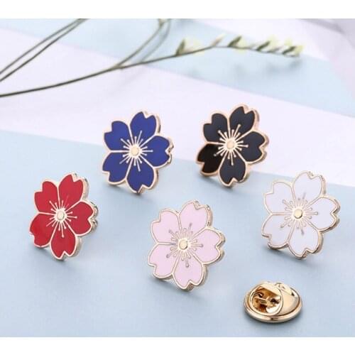 The New 2019 Sweet Cherry Blossom Brooch Drip Flower Collar Pin Badges Clothing Bags Accessories Female Accessories