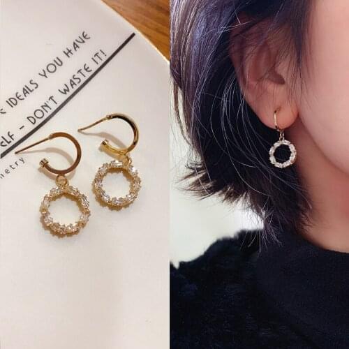 Earrings for Women Crystal Zircon Annular Earrings New Luxury Fashion Geometric Earrings Jewelry Accessories Wholesale