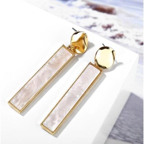 IF YOU Fashion Korean Geometric Strip Drop Earring For Women Round Heart Gold Color Retro Earrings brincos Jewelry 2019 New Gift
