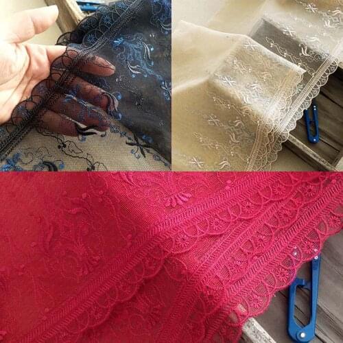 10Yds Mesh Embroidery Tulle Red Black DIY Doll Dress Skirt Sewing Clothing Fabric Home Textile Curtain Lace Trim Hem Decoration