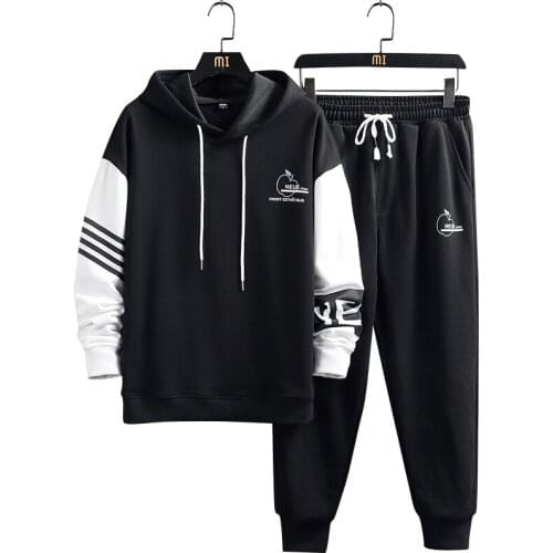New Men Patchwork Printing Tracksuits 2 Piecs Sweat Suits Sweatshirts Sweatpants Sets Sports Clothing Mens Joggers Set Outfits
