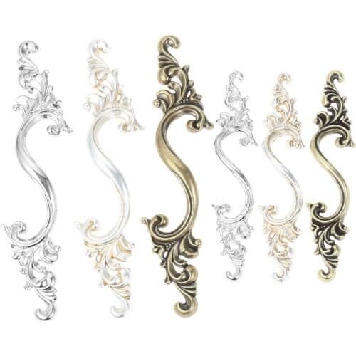 Vintage Handle Antique Bronze/Silver Pull Flower Wave Knob 64/96mm Hole Alloy Decor Kitchen/Bathroom Furniture Hardware w/screw