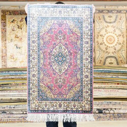 Yilong 2'x3' Oriental silk carpet handmade exquisite red persian rugs (TJ094A)