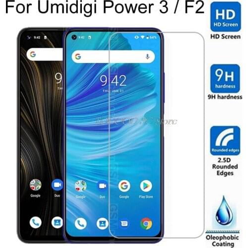 2PCS For UMIDIGI F2 Tempered Glass Protective 2.5D High Quality FOR UMIDIGI Power 3 Power3 Screen Protector Glass Film Cover