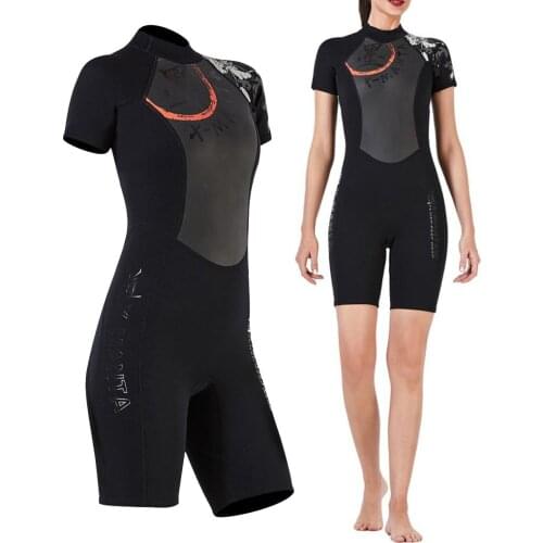 Female Shorty Wetsuit Premium Diving Jumpsuit Dive Suit Thermal Swimwear