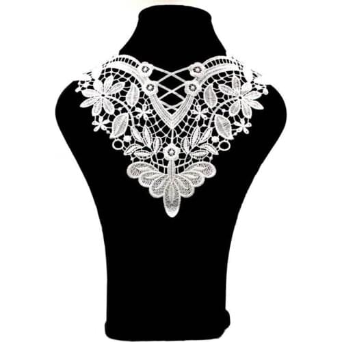 1PC Solid Color Flower Neckline Collar Lace Applique Fabric Apparel Sewing On Home Textiles For Dress Scrapbooking Fake Collar