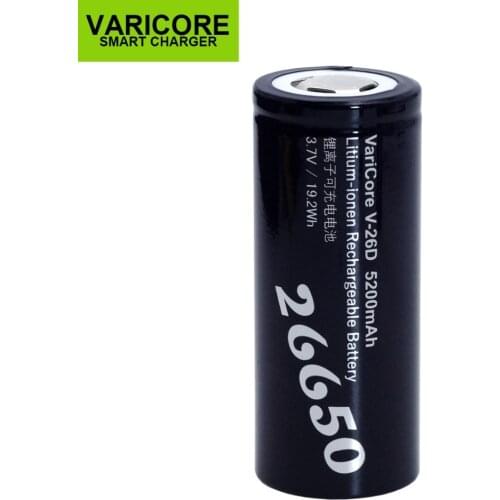 2PCS VariCore 26650 Li-ion Battery 3.7V 5200mA V-26D Discharger 20A Power battery for flashlight E-tools battery
