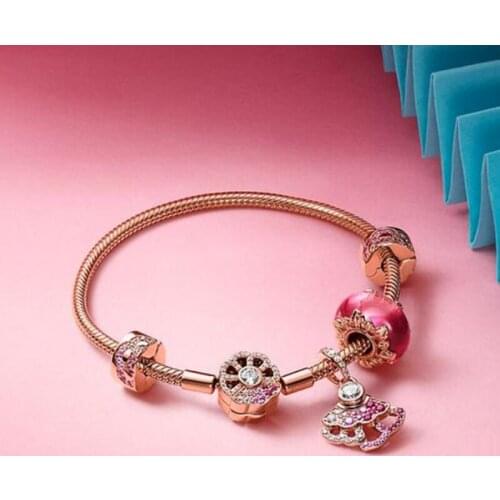 2020 Fashion New Pink Folding Fan Pendant Bracelet Set Womens Banquet Diy Exquisite Retro Style Accessories Recommendation