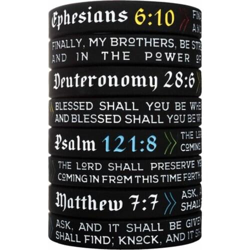 300pcs Ephesians Deuteronomy Psalm Matthew Religious Scriptures Silicone Wristbands Bracelets Free Shipping by DHL