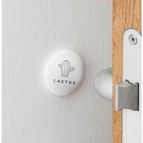 4pcs Plastic-Rubber Material Door Stops Punch-free Anti-collision Round Door Stopper Creative Wall Protector