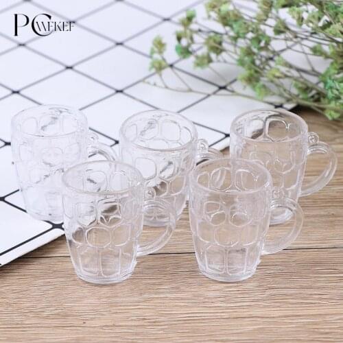 5pcs/set 1:12 Scale Resin Transparent Home Glass Model Goblet Miniature Mini Wine Beer Cup Dollhouse Craft DIY Parts