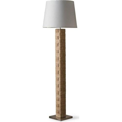 American retro floor lamp hand-woven hemp rope fabric lampshade living room homestay decorative lamps