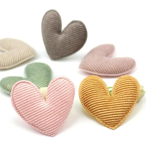 24Pcs 4.8cm Gold stamp Heart shape Padded Appliques For Kids Hairpin headwear crafts Decor Ornament Stick on patches Accessoires