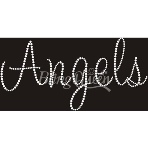 BlingQueen 50PCS/LOT Angels Rhinestone Transfers Iron On Appliques