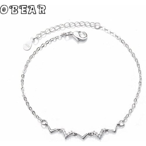 OBEAR Silver Plated Shiny Zircon Wave Pattern Cubic Bracelet For Women Valentines Day Jewelry Gift