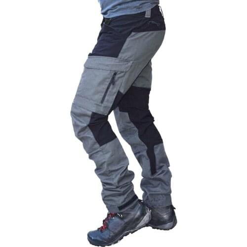 Cargo Pants Men Fashion Color Block Multi Pockets Sports Long Cargo Pants Work Trousers