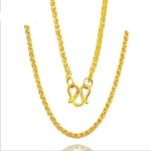 Pure Yellow Gold Wheat Chain Necklace/ Best 999 gold 24K Necklace Chain 3.6g