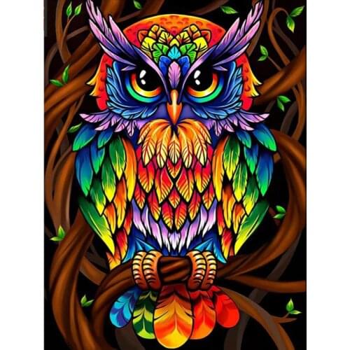 CraftArtGo 5D DIY Diamond Embroidery owl Full Round Square Rhinestone Mosaic Painting Cross Stitch Flowers Diamond Art Kit
