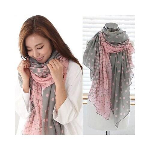 Elegant Fashion Women Lady Soft Scarves Shawl Neck Wrap Stole Flower Scarf Polka Dots