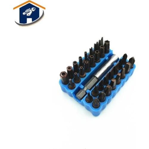 HS Tools 33pcs Security Bit Set with Magnetic Extension Bit Holder Tamper Proof Torq Torx Hex Star Screwdriver Bits Set