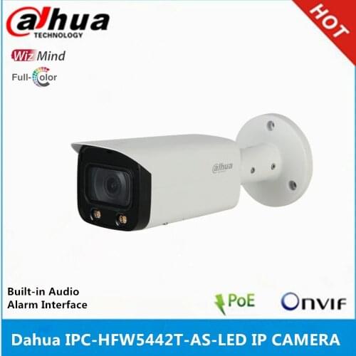 Dahua IPC-HFW5442T-AS-LED Built-in audio & alarm interface 24 Hours Full-color IP67 4MP WDR Bullet WizMind Network IP Camera