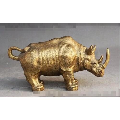 China Folk Fengshui Animal Cattle Strong Oxen Rhinoceros Rhino Buffalo Statue
