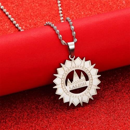 Lalish Pendant Chain Necklaces Gold Color Silver Stainless Steel Yezidi Faith Pilgrimage Jewelry for Women Girls