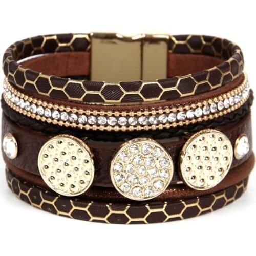 ORNAPEADIA 2021 Hot-selling Bohemian Style Bracelet for Women Ethnic Style Multi-layer Magnetic Buckle Alloy Bracelet Wholesale