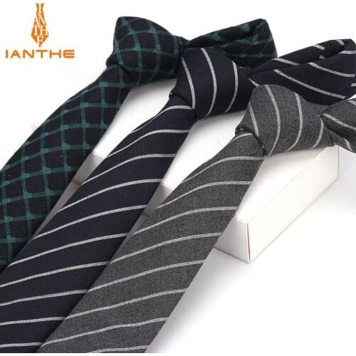 6cm Plaid Mens Neck Ties Neckwear Fashion Formal Wear Business Suit Tie Stripe Slim Cravat Cotton Skinny Brand Shirts Stripe Tie