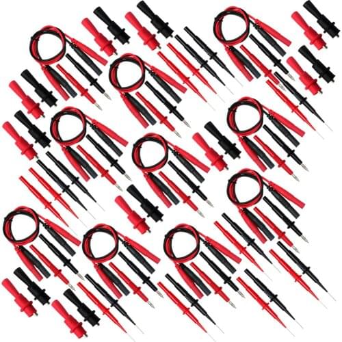AideTek needle tipped tipTL809 leads set for multimeter ten alligator clips with removable insulator Test Lead Kit 10TLP20161