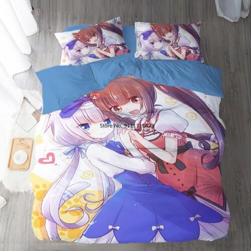 Modern Game Nekopara 3D Digital Printed Bedding Set Duvet Cover Pillowcase Bedroom Decoration Multisize Home Textile