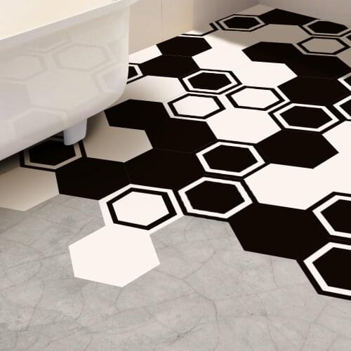 Funlife Floor Stickers Wall Sticker,Black White Modern Tile Decal Home Decor Wall Decor,Anti-slip for Bathroom Kitchen,Removable
