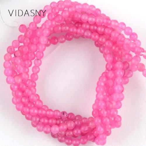 Natural Rose Red Jades Beads For Jewelry Making 120pcs 3mm Round Spacer Stone Beads Fit For Necklace Bracelet Accessories 15"