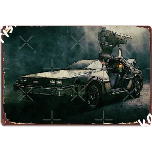 Back To The Future Delorean Watercolour Metal Sign Club Bar Designing Club Party Plaques Tin Sign Posters