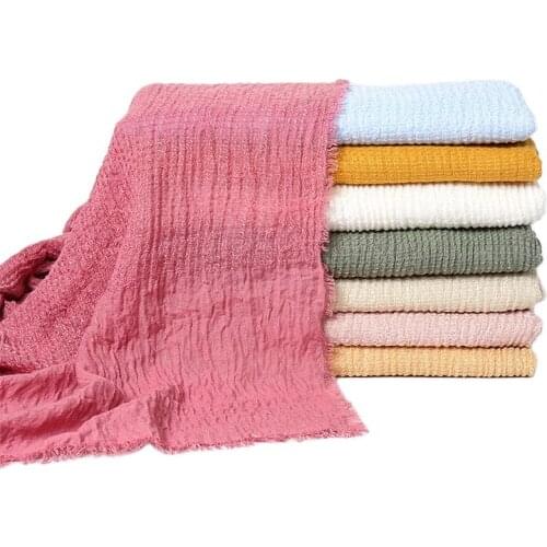 Newest Tassel Wrinkle Scarf Plain Large Size Ladies Cotton Shawls Solid Color Headband Muslim Women Hijabs Soft Wraps 1PC Retail