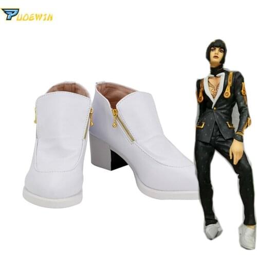 JoJos Bizarre Adventure Bruno Bucciarati Cosplay Shoes White Boots