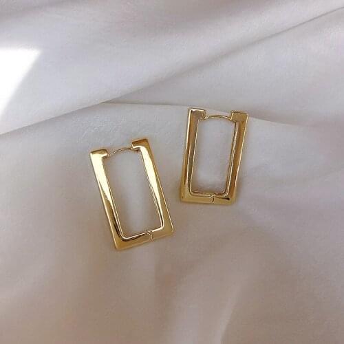 Origin Summer Geometric Earrings for Women Gold Color Alloy Hollow Square Big Statement Drop Earrings Minimalist Jewelry Hot